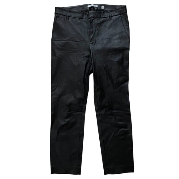 Vince 100% Lamb Leather Boot-Cut Pant Black Designer Mobwife Quiet Luxury-10 - Picture 1 of 12